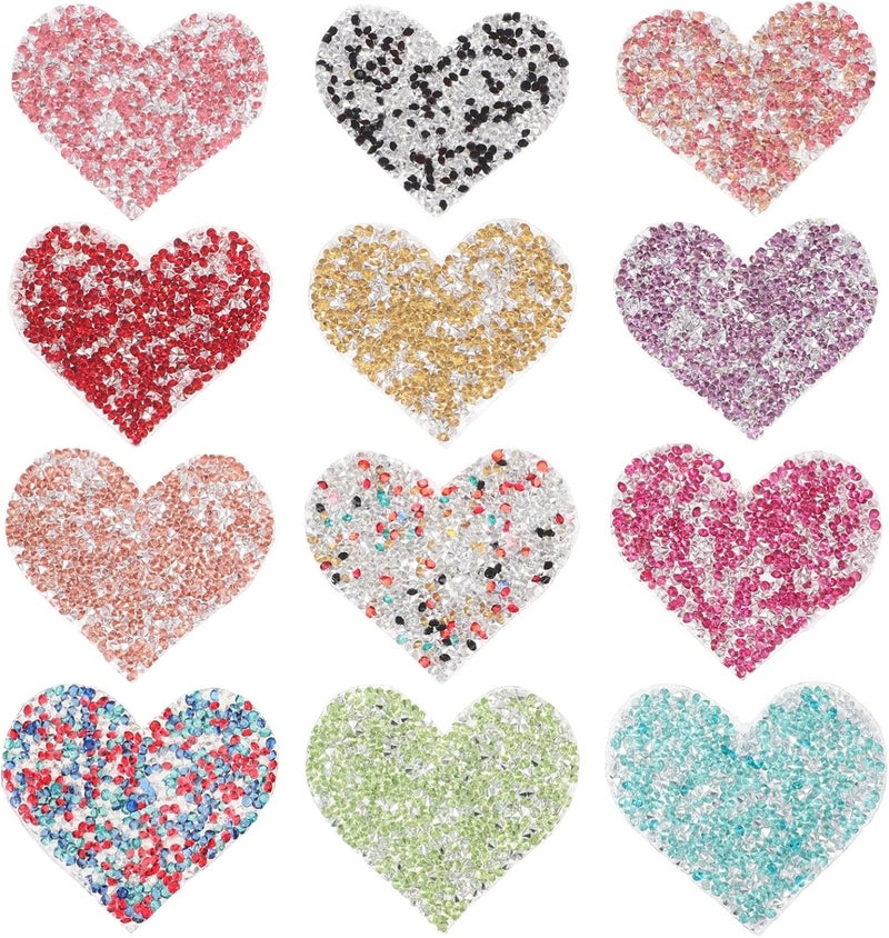 Ciieeo 12pcs Heart Patches Iron-on for Clothing Bag Scarf Hat Decor Fashion Sticker Charms - Image 1