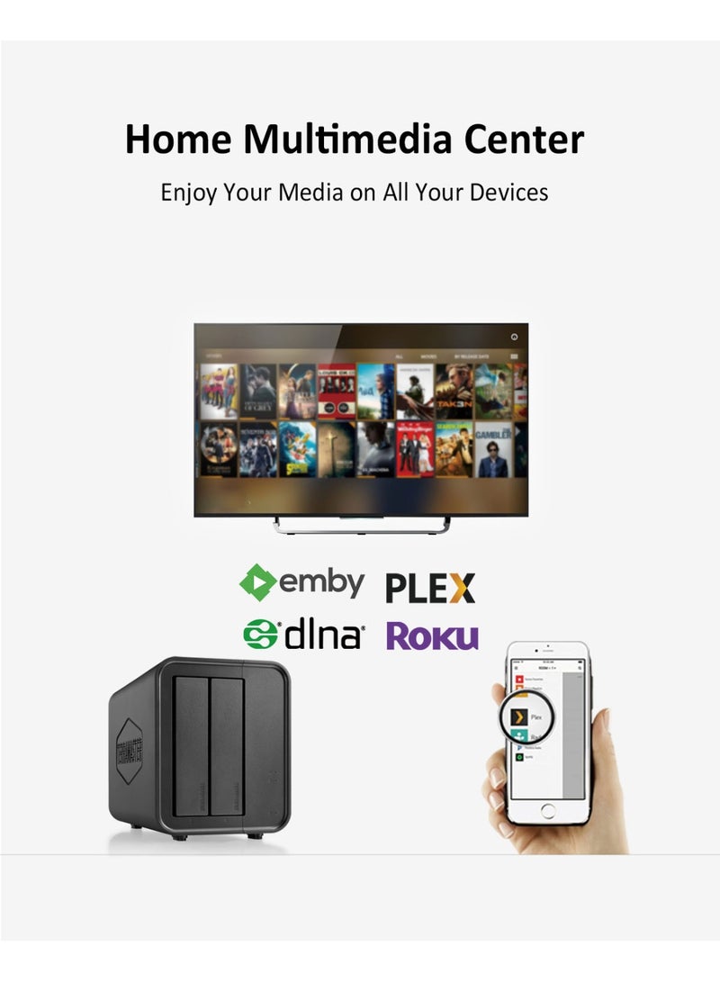 TERRAMASTER TERRAMASTER F2-212 2Bay NAS - Quad Core 1GB RAM DDR4 Personal Private Cloud Network Attached Storage (Diskless) - Image 5