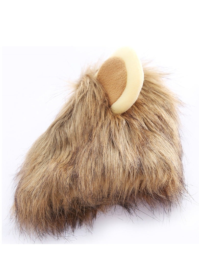 قبعة تنكرية للقطط والكلاب ببدة الأسد اللطيفة بقبعة شعر مستعار للقطط والكلاب بني، م - Image 3