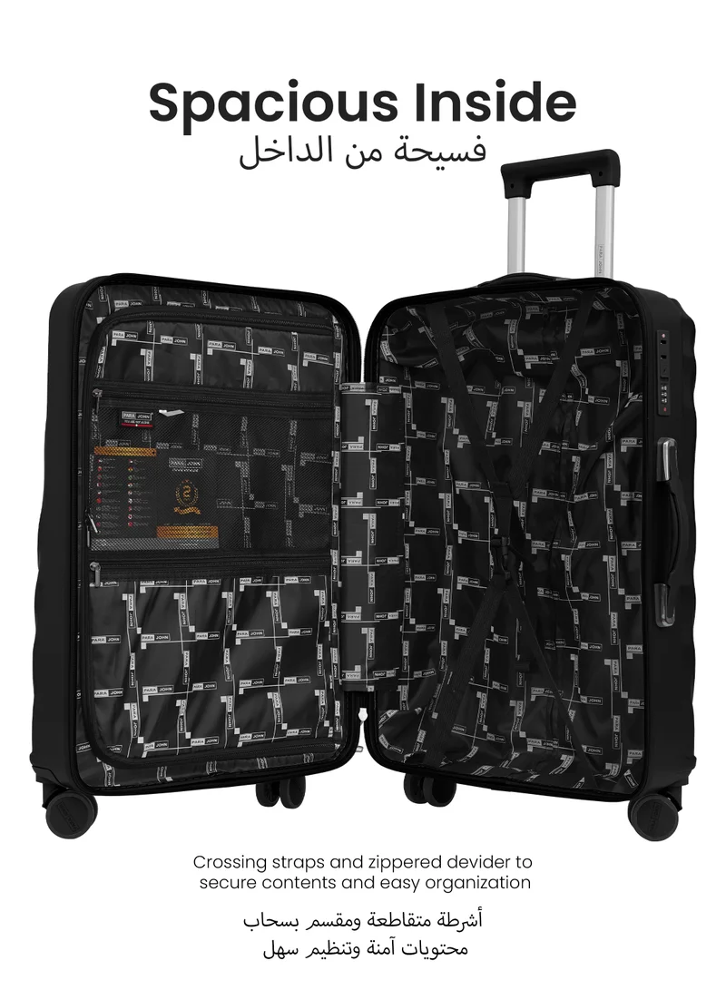 PARAJOHN  Swirl Series 3 Pcs ABS Luggage Trolley Set - Black  | Best Price UAE