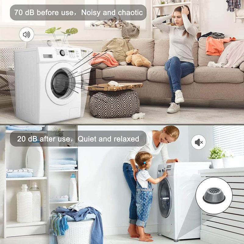 Spaceshoop 8 pieces of anti-vibration and anti-walking pads for washing machine and dryer, reduce shock and noise with rubber mat for refrigerator, washing machine, no drilling required. - Image 2