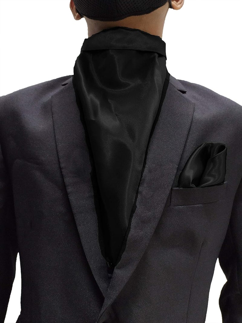 Blacksmith Solid Microfiber Cravat with Matching Pocket Square for Men - Scarf Neckwear Cravat for Men with Matching Pocket Square - Image 4