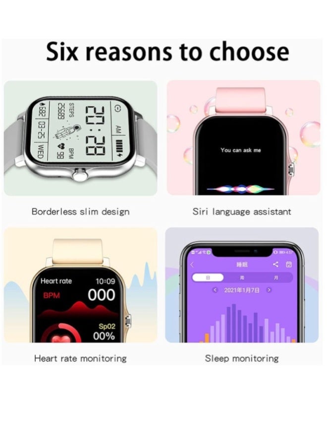 AROAQ Y13 Smart Watch 1.7 Inch HD Touch Screen, IP67 Waterproof, BP & SpO2 Monitoring, Heart Rate, Sleep & Fitness Tracker, Bluetooth Calls, Sports Modes – Silicone Strap , Black - Image 5