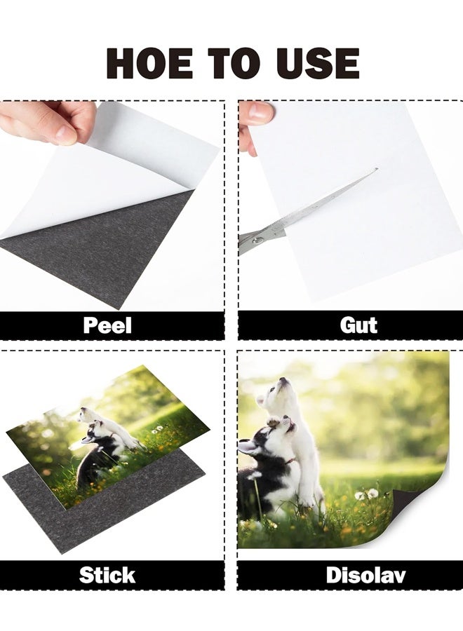 10PCS Adhesive Magnetic Sheets for Letter Size 4.02x5.98,Magnet Sheets with Self-Stick Adhesive for Home/Classroom/Office,Easy Cut DIY Paper Craft Magnet - Image 3