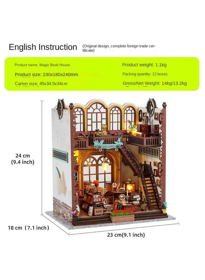 Bluejw Creative DIY Magic Book House 3D Handmade Assembled Ornaments Toy Gifts Toy Gifts - Image 1
