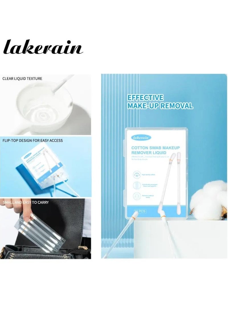 lakerain 20Pcs Cosmetic Makeup Remover Cotton Swab Multifunctional Liquid Makeup Remover Swab for Face Body Eye and Lip Makeup Remover Cleanser Cotton Wipes Eye Makeup Remover Sticks Kit  - Image 3