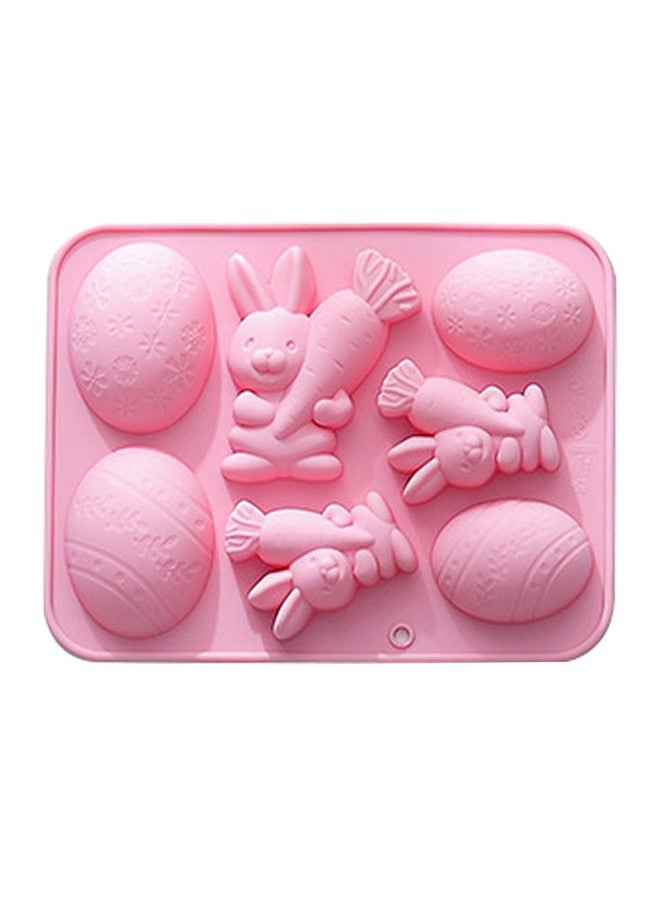 UOUYOO Easter Egg Silicone Mold Easter Bunny Silicon Molds For Chocolate 4 Egg 3 Bunny Shaped Mold-Flexible, Non-Stick, And Easy To Clean-Baking Pan Resin Cake Chocolate Mold Silicone Candy Pan - Image 1