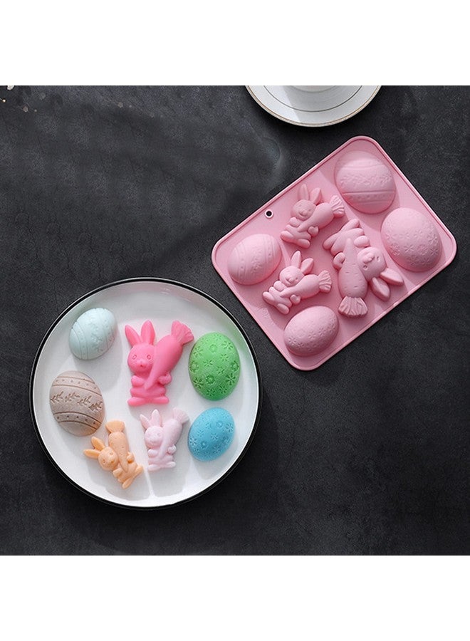 UOUYOO Easter Egg Silicone Mold Easter Bunny Silicon Molds For Chocolate 4 Egg 3 Bunny Shaped Mold-Flexible, Non-Stick, And Easy To Clean-Baking Pan Resin Cake Chocolate Mold Silicone Candy Pan - Image 4