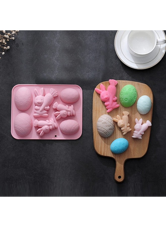 UOUYOO Easter Egg Silicone Mold Easter Bunny Silicon Molds For Chocolate 4 Egg 3 Bunny Shaped Mold-Flexible, Non-Stick, And Easy To Clean-Baking Pan Resin Cake Chocolate Mold Silicone Candy Pan - Image 5