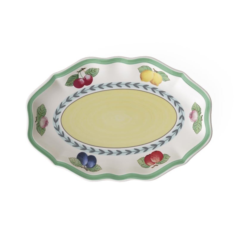 Villeroy & Boch طبق مخلل فيليروي وبوش حديقة فرنسية فلورنس مع حامل صلصة 95 في بورسلين فاخر أبيض متعدد الألوان