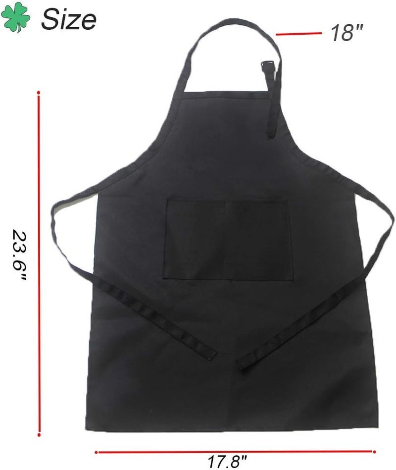 multifuns 2 Sets Black & White Kids Aprons and Chef Hat Set for Girls Boys Baking Cooking Painting 5-12 Ages - Image 4