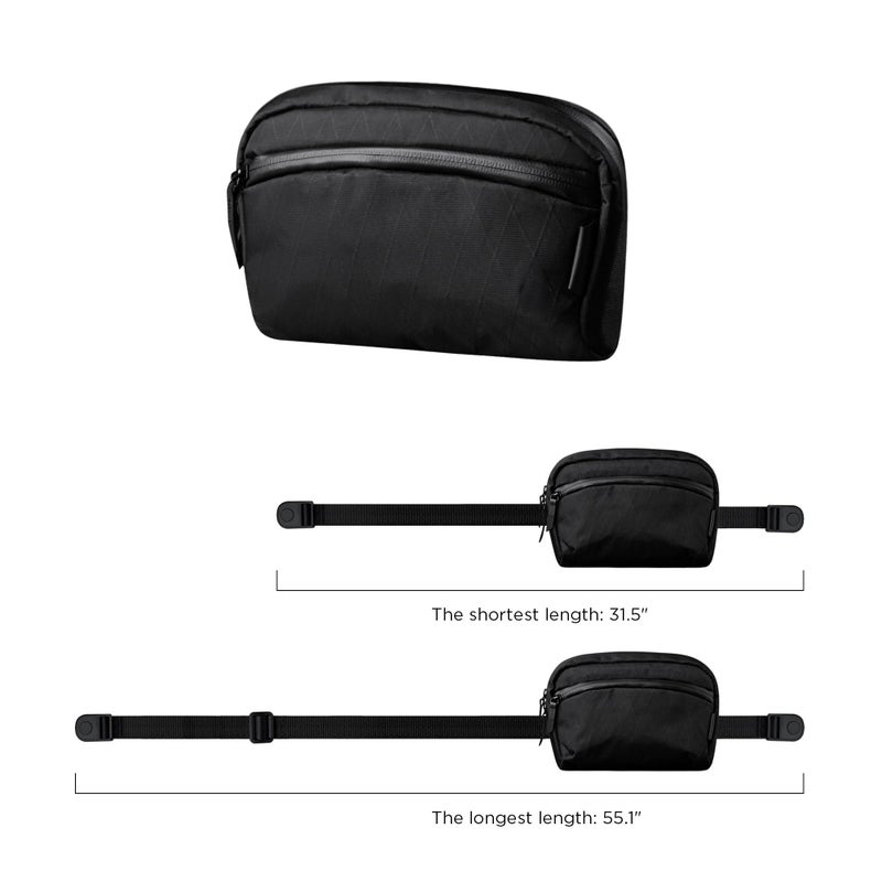 ALPAKA Flight Sling Bag 1L - Small Men's Crossbody Bag with YKK Zipper, Adjustable & Detachable Shoulder Strap, Weather-resistant Fabric Compact EDC Sling for Daily Essentials (Black X-Pac VX42) - Image 3
