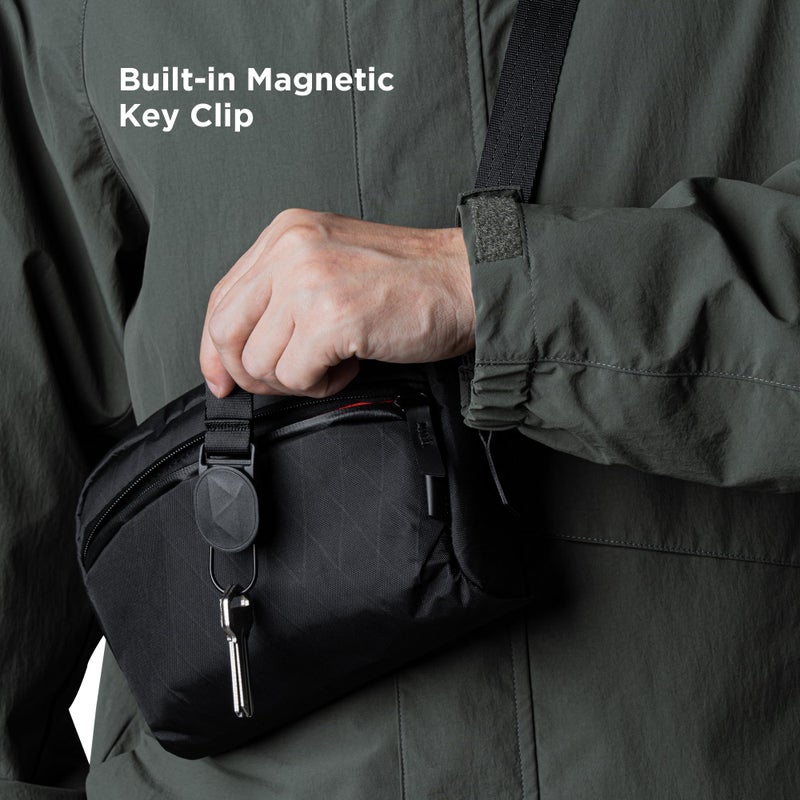 ALPAKA Flight Sling Bag 1L - Small Men's Crossbody Bag with YKK Zipper, Adjustable & Detachable Shoulder Strap, Weather-resistant Fabric Compact EDC Sling for Daily Essentials (Black X-Pac VX42) - Image 2