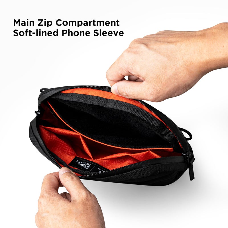ALPAKA Flight Sling Bag 1L - Small Men's Crossbody Bag with YKK Zipper, Adjustable & Detachable Shoulder Strap, Weather-resistant Fabric Compact EDC Sling for Daily Essentials (Black X-Pac VX42) - Image 5