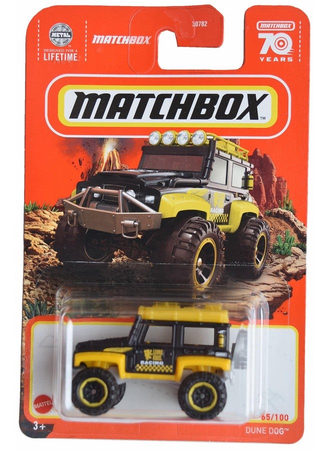 MATCHBOX سيارة مطابقة صندوقية كلب الكثبان، أسود/أصفر 65/100