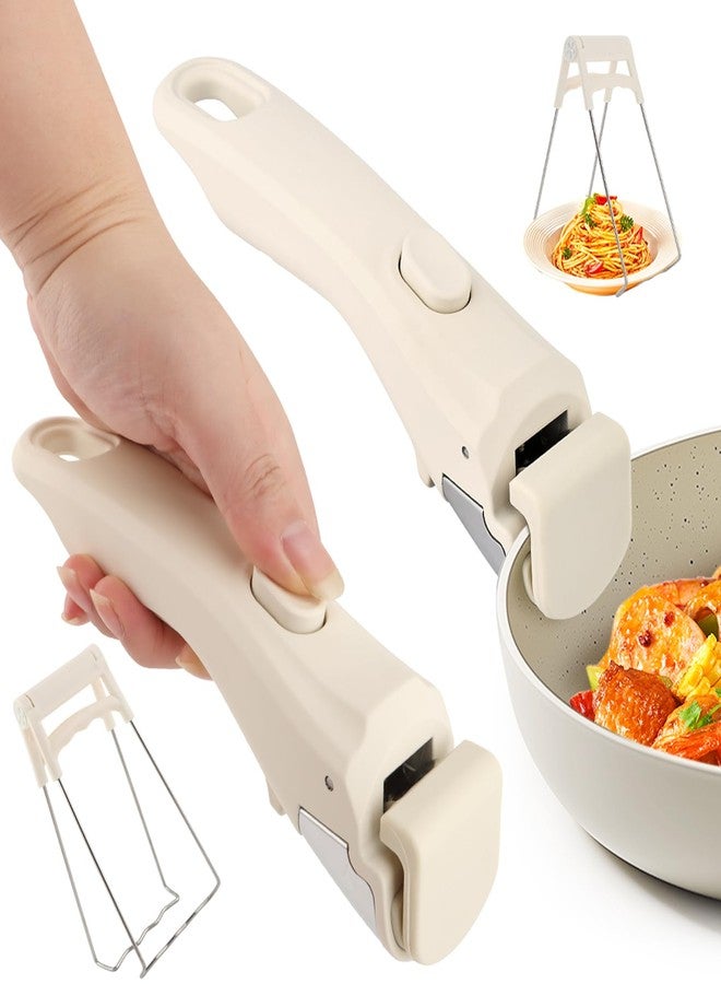 WeiLingBo Removable Pot Handle,White Detachable Pan Handles,Universal Pan Handle, Replacement Handles for Pots and Pans with Anti-Scald Clip,Fits All Cookware - Image 1