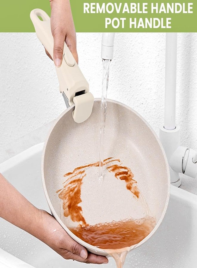 WeiLingBo Removable Pot Handle,White Detachable Pan Handles,Universal Pan Handle, Replacement Handles for Pots and Pans with Anti-Scald Clip,Fits All Cookware - Image 3