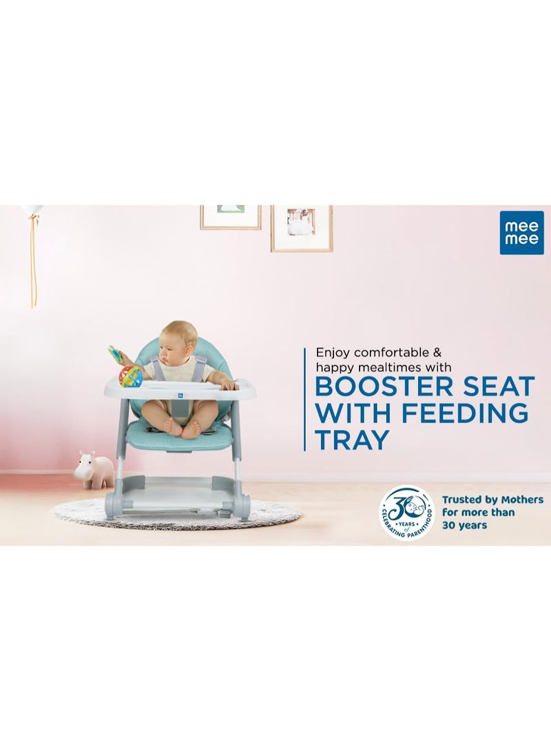 Mee Mee 2-in-1 Booster Seat and Baby Chair with 3-Height Adjustments with Removable Food Tray & Safety Belt, for Babies of 6 Months+ (Grey GREEN) - Image 4