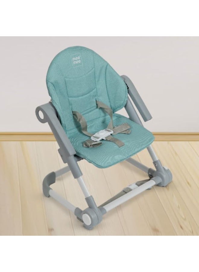Mee Mee 2-in-1 Booster Seat and Baby Chair with 3-Height Adjustments with Removable Food Tray & Safety Belt, for Babies of 6 Months+ (Grey GREEN) - Image 2