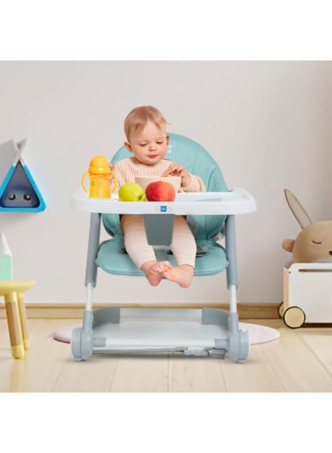 Mee Mee 2-in-1 Booster Seat and Baby Chair with 3-Height Adjustments with Removable Food Tray & Safety Belt, for Babies of 6 Months+ (Grey GREEN) - Image 3