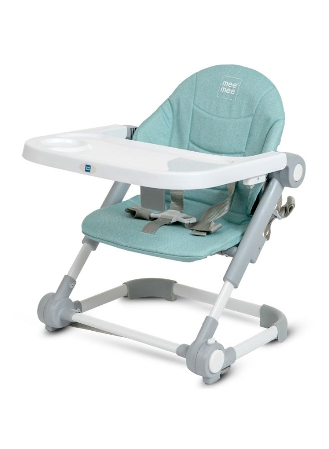 Mee Mee 2-in-1 Booster Seat and Baby Chair with 3-Height Adjustments with Removable Food Tray & Safety Belt, for Babies of 6 Months+ (Grey GREEN) - Image 1