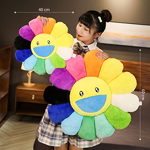 FIONOUT Flower Pillow, Flower Shaped Throw Pillow, Flower Face Floor Cushions Floor Pillow, Colorful Sunflower Plush Pillow, Cute Room Decor Decorative Pillows for Sofa Bedroom Car (40cm/15.7in) - Image 3