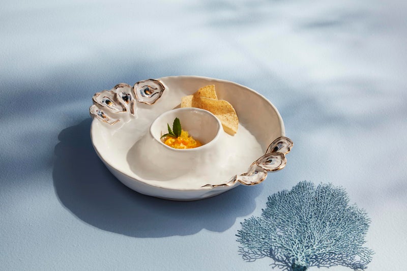 Mud Pie Oyster Chip And Dip Bowl Set; 2" x 10 1/2" dia - Image 2