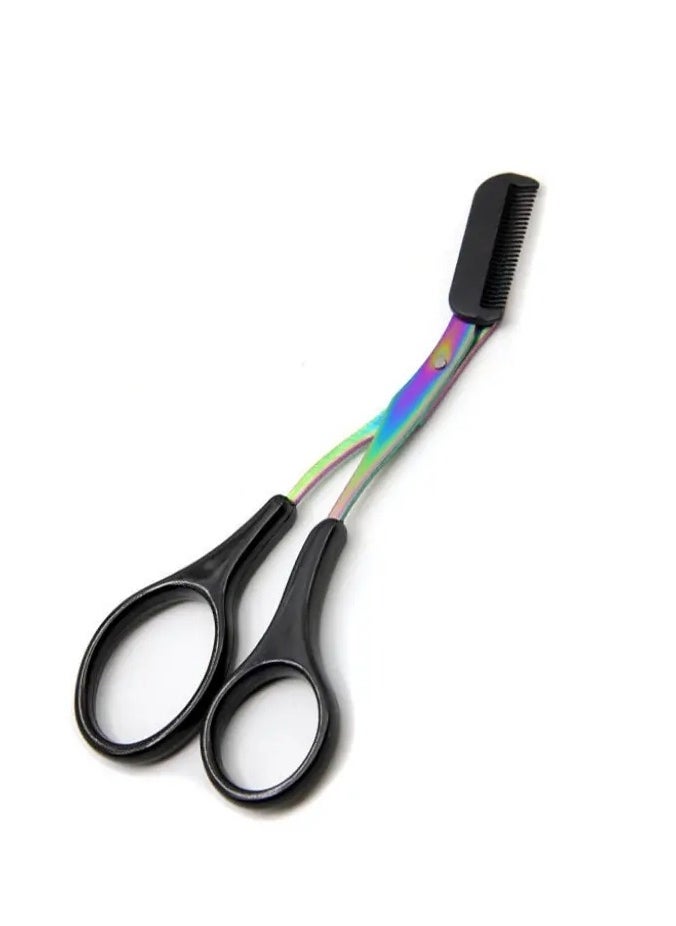 ORiTi Eyebrow Trimmer Scissor With Comb Hair Removal Grooming Shaping Stainless Steel Eyebrow Remover Makeup Tool -Black  - Image 1