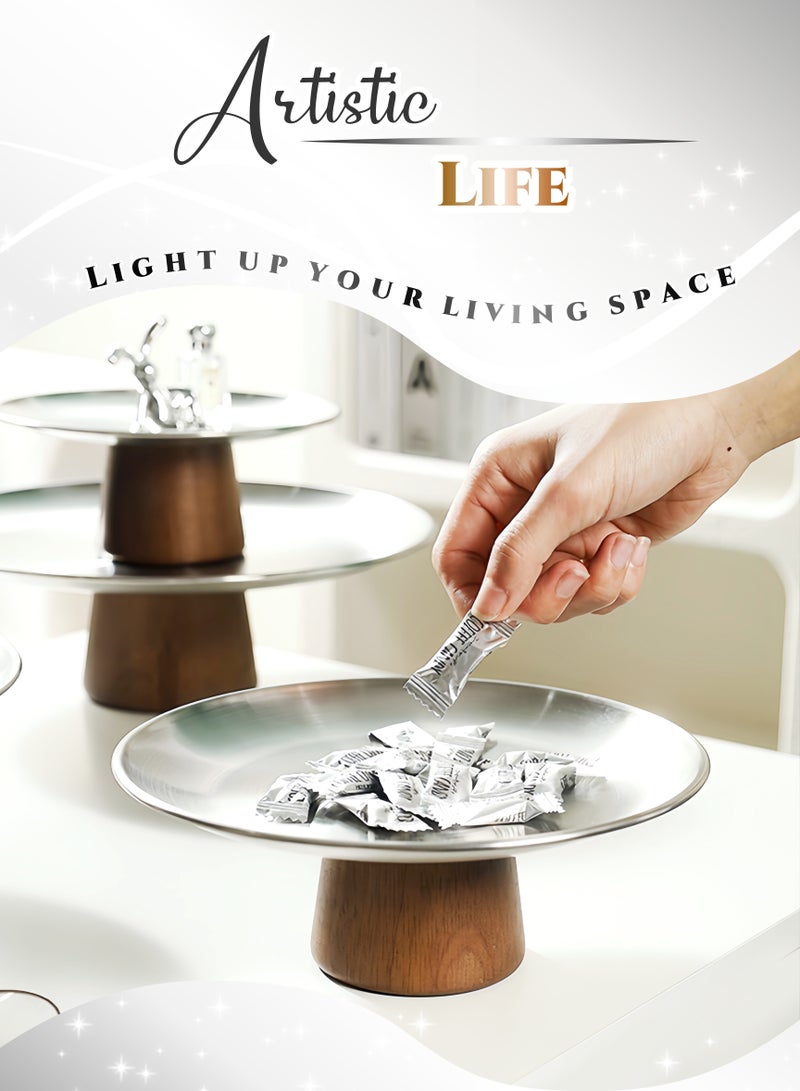 الفولاذ المقاوم للصدأ صينية الحلوى حامل المعجنات حامل كعكة الوقوف تقديم طبق تقديم لوحة صينية - Image 2