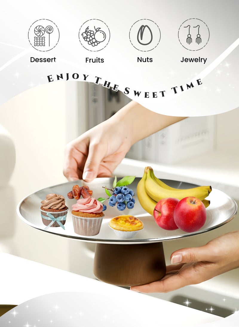 الفولاذ المقاوم للصدأ صينية الحلوى حامل المعجنات حامل كعكة الوقوف تقديم طبق تقديم لوحة صينية - Image 4