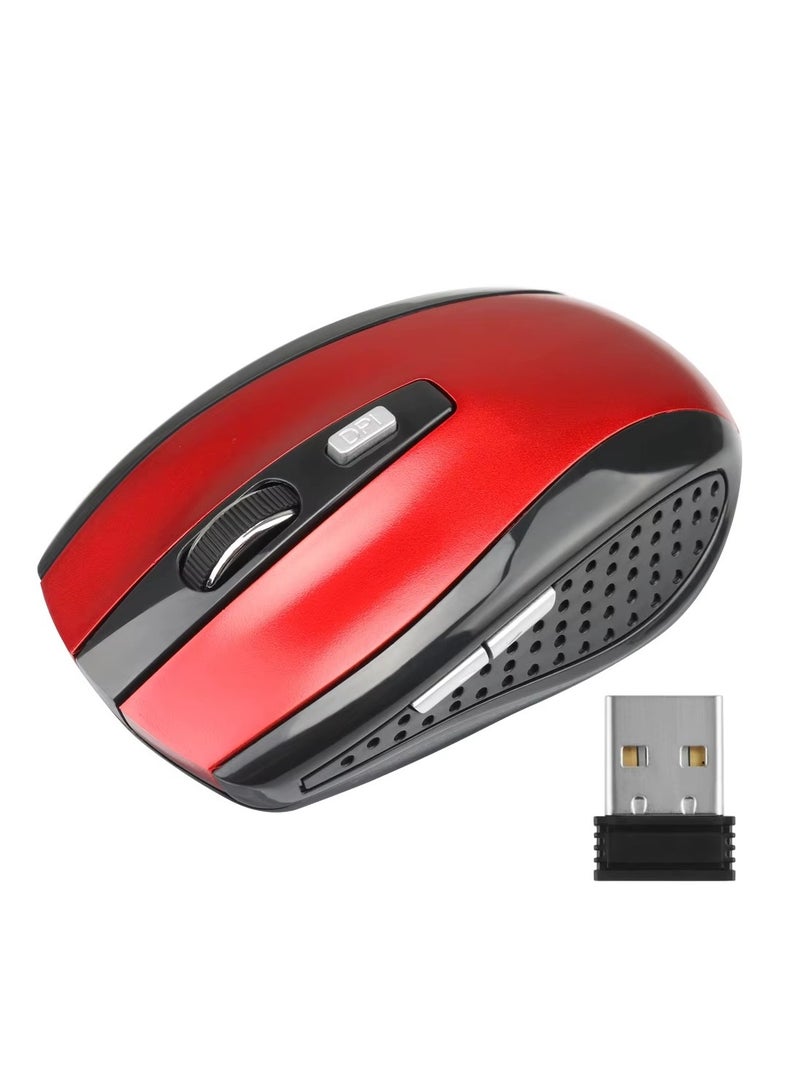 Wireless Mouse 2.4GHz High Sensitivity - Ergonomic Design with 1600 DPI - Battery Life up to 15 Hours-RED - Image 1
