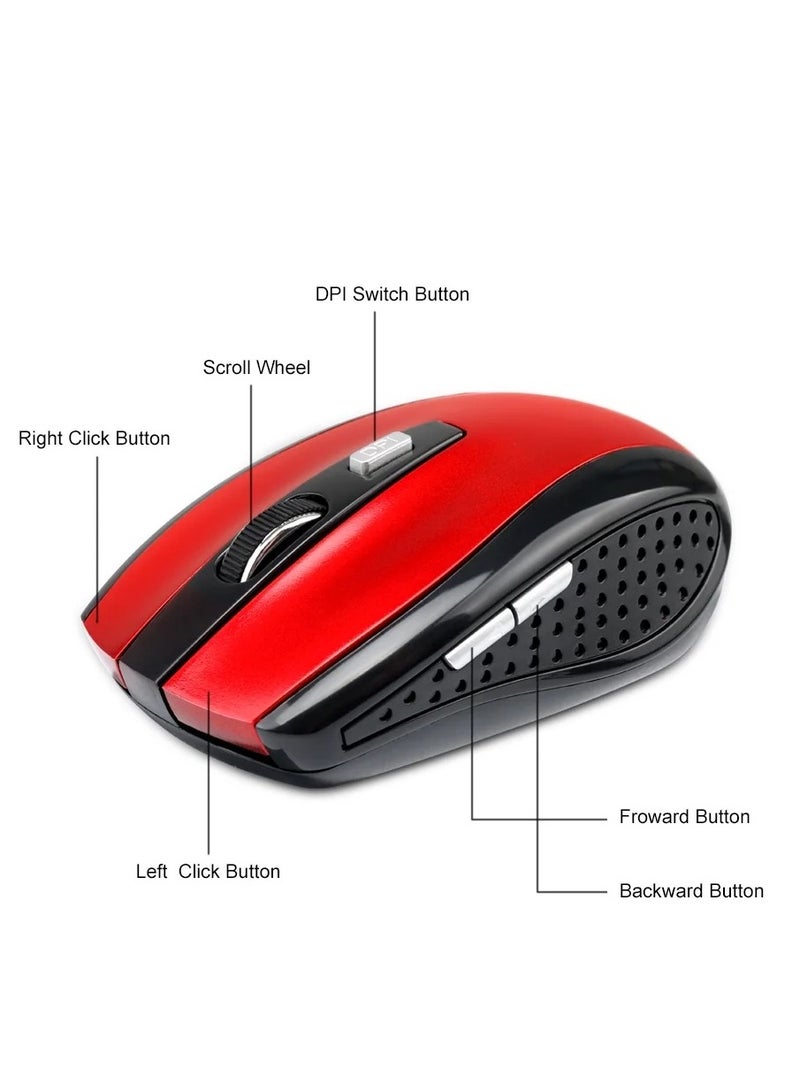 Wireless Mouse 2.4GHz High Sensitivity - Ergonomic Design with 1600 DPI - Battery Life up to 15 Hours-RED - Image 4