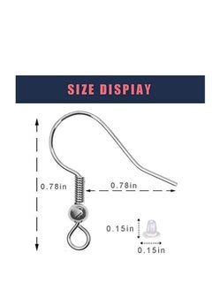 Generic Silver Earring Hooks, Hypo-allergenic Jewelry Findings Parts Stainless Steel Earrings Wires with 100 PCS Clear Rubber Earring Backs for Jewelry Making DIY for Birthday, Other Holiday Gifts  - Image 2