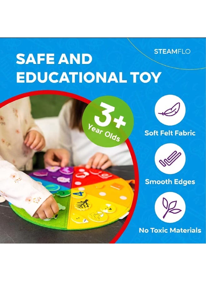 unikbebe Pizza Busy Book for Kids, Montessori Sensory Activity Book with 30 Interactive Pieces, Felt Learning & Educational Toy for Toddlers & Preschool, Develops Basic & Life Skills, Color Recognition, Sorting & Logical Grouping, Portable Busy Board Book for Early Development - Image 1