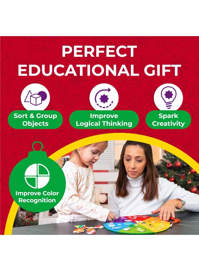 unikbebe Pizza Busy Book for Kids, Montessori Sensory Activity Book with 30 Interactive Pieces, Felt Learning & Educational Toy for Toddlers & Preschool, Develops Basic & Life Skills, Color Recognition, Sorting & Logical Grouping, Portable Busy Board Book for Early Development - Image 2