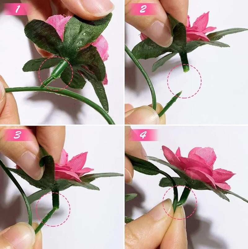 VRB Dec 2 Pcs Artificial Flowers Vine Silk Roses Garland Fake (6 ft Long) Flowers Silk Roses Garland for Wedding Decorations Diwali/Ganpati/Christmas Garden Wall Valentine (Pink Combo Rose Garland) - Image 3