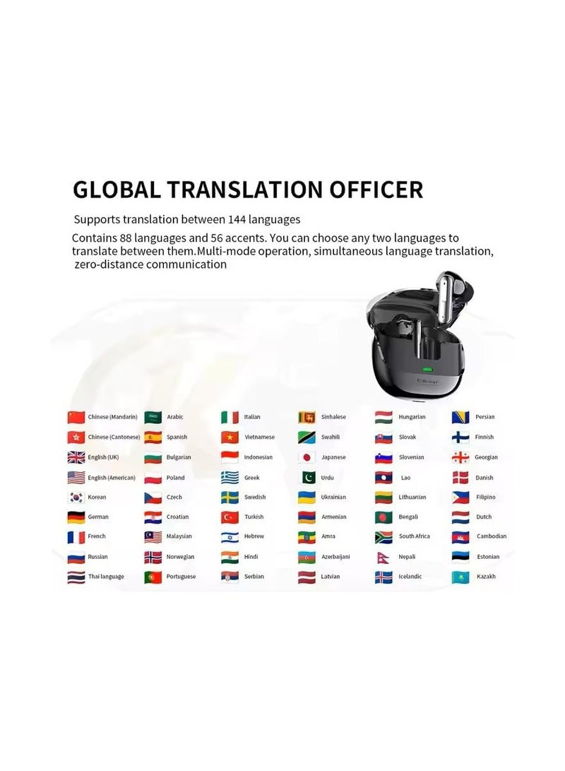 AI Language Translator Earbuds - Real Time translation in 144 languages - Two Way Instant Translator Device - Ideal for Travel & Business - Black - Image 4