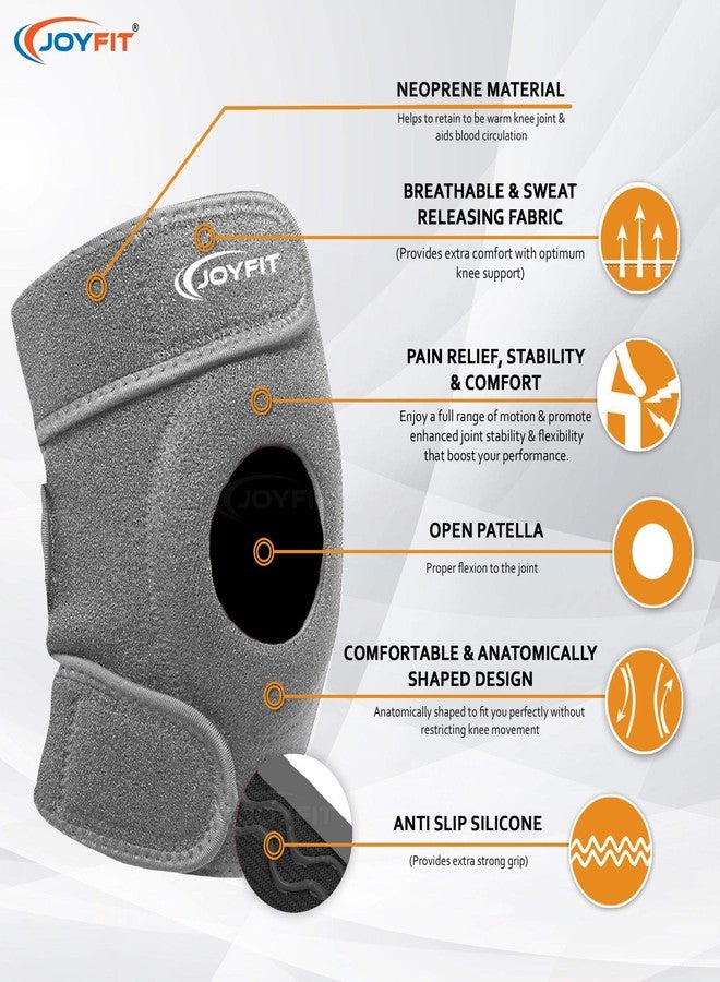 JoyFit Knee Cap for Men & Women | Pain Relief & Arthritis Support | Adjustable Neoprene Knee Brace with Anti-Slip Design for Gym, Sports, Running & Injury Recovery (2 Pc) - Image 2