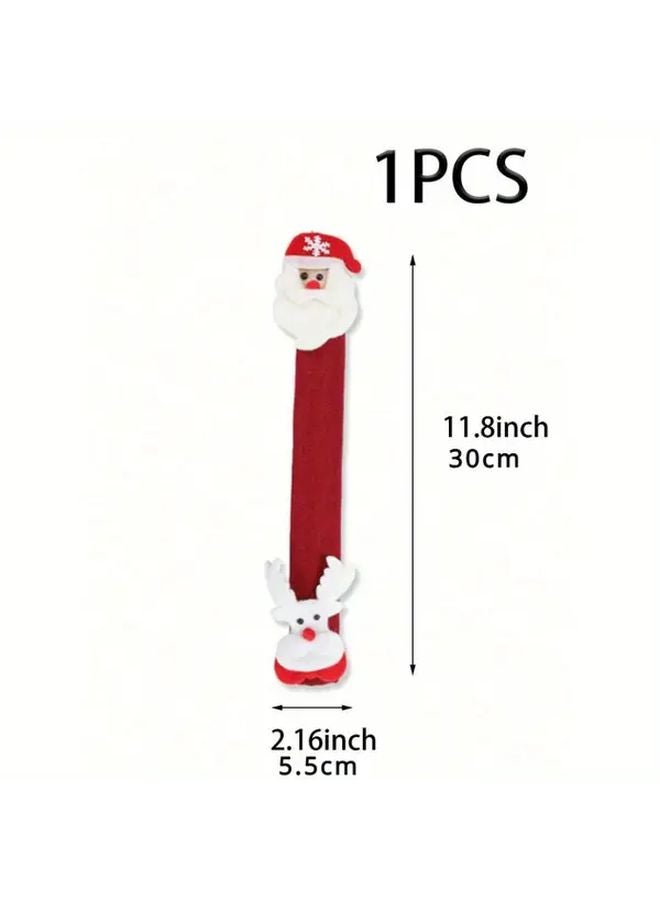أغطية فرن الثلاجة ومقابض الثلاجة الحمراء للكريسماس من البوليستر، ديكورات عطلات المنزل الخالية من البطاريات - Image 1