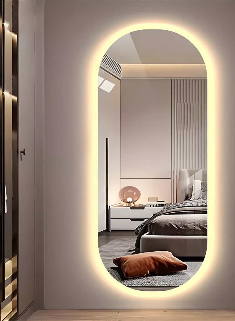 Taimi Oval makeup mirror 120x60cm with Side LED lighting, makeup mirror suitable for dressing rooms, bathrooms, 3 LED lighting colors  - Image 1