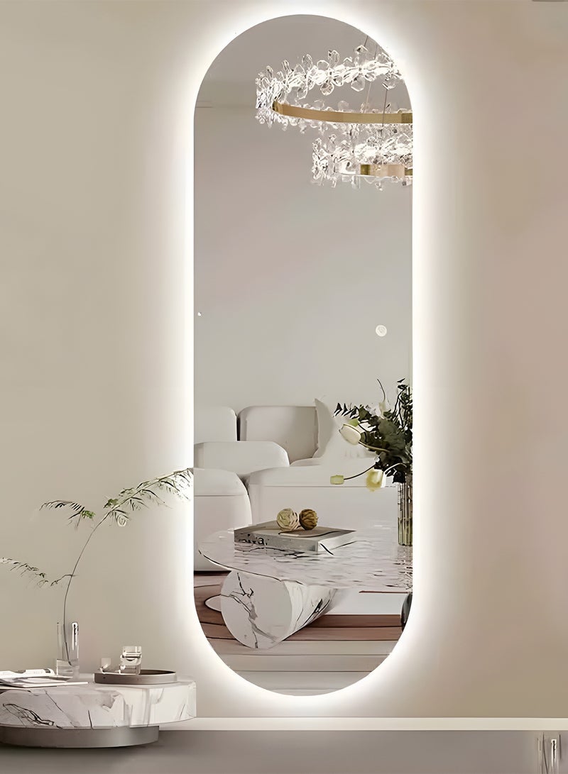 Taimi Oval makeup mirror 120x60cm with Side LED lighting, makeup mirror suitable for dressing rooms, bathrooms, 3 LED lighting colors  - Image 2