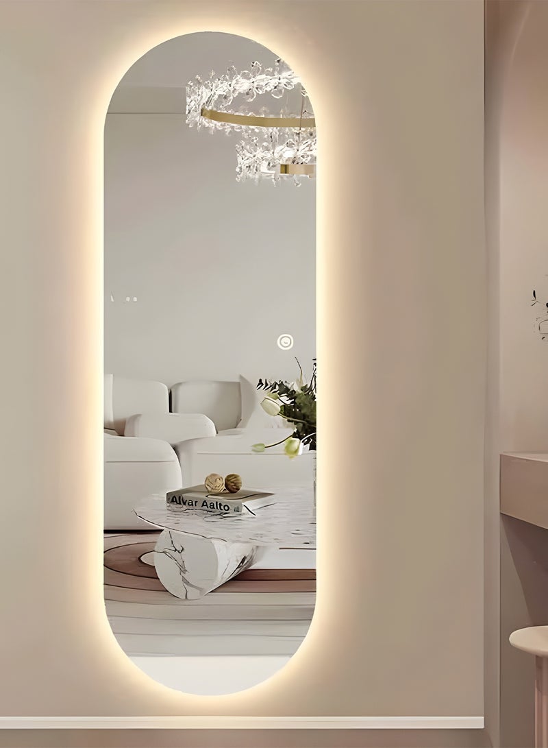 Taimi Oval makeup mirror 120x60cm with Side LED lighting, makeup mirror suitable for dressing rooms, bathrooms, 3 LED lighting colors  - Image 3
