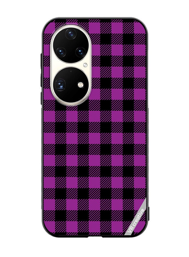 VR CREATIVE Protective Case Cover For Huawei P50 Pro Purple And Black Chequered Design Seamless Pattern Design Multicolour - Image 1