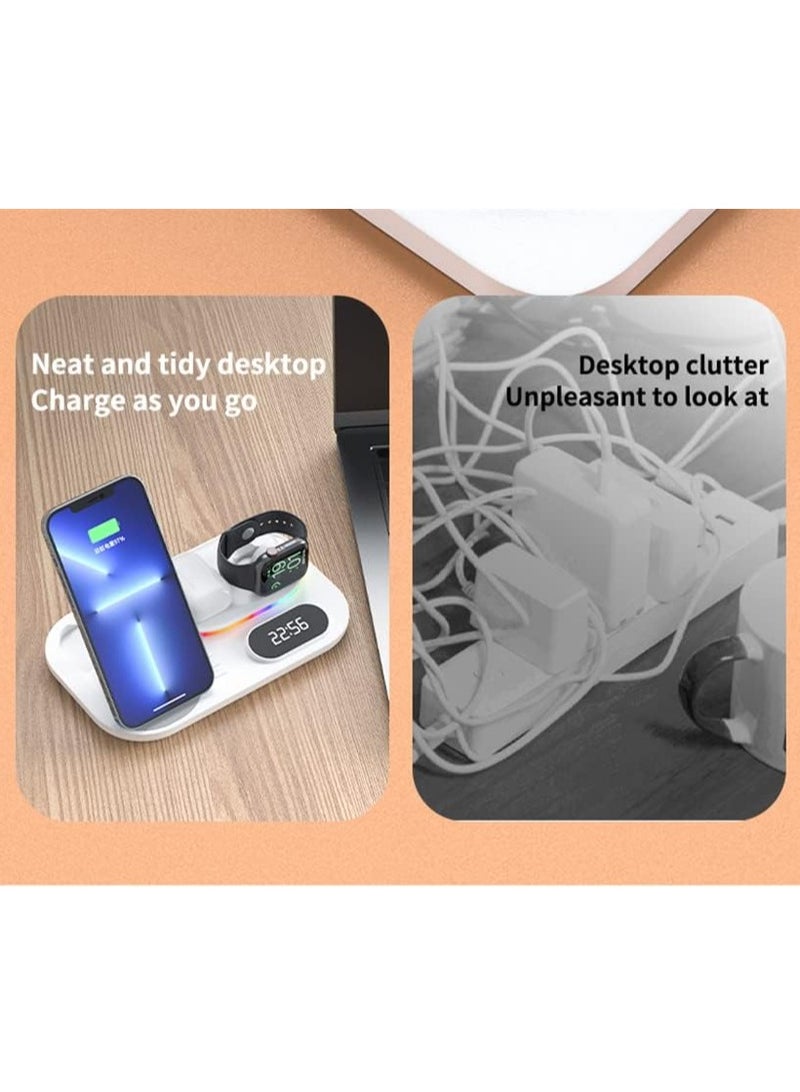 general Wireless Charger 3 in 1 Fast Wireless Charging Station with Alarm Clock Night Light for iPhone 14/14 Pro/13/13 Pro/12/12 Pro/12 Pro Max/11 Series/XS Apple Watch Series 7/6/5/4/3/2 ApplePods 2/Pro - Image 4