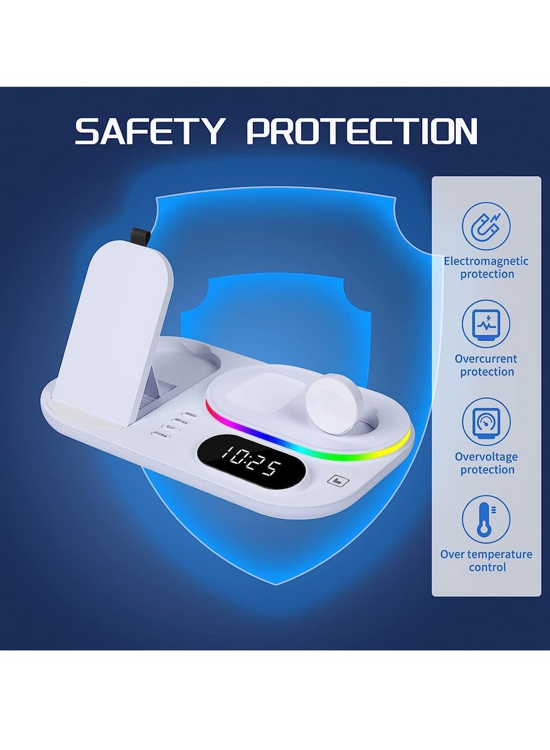 general Wireless Charger 3 in 1 Fast Wireless Charging Station with Alarm Clock Night Light for iPhone 14/14 Pro/13/13 Pro/12/12 Pro/12 Pro Max/11 Series/XS Apple Watch Series 7/6/5/4/3/2 ApplePods 2/Pro - Image 3