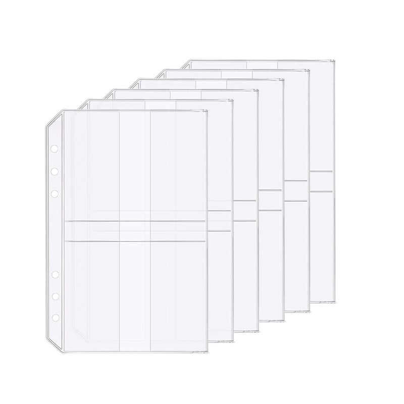 Zelten 6 Pack A5 6 Holes Binder Name Card Holder Plastic Business Card Organizer Binder Coupon Holder Waterproof 6 Holes Card Holder for Personal Organiser (Name Card Holder, A5) - Image 1