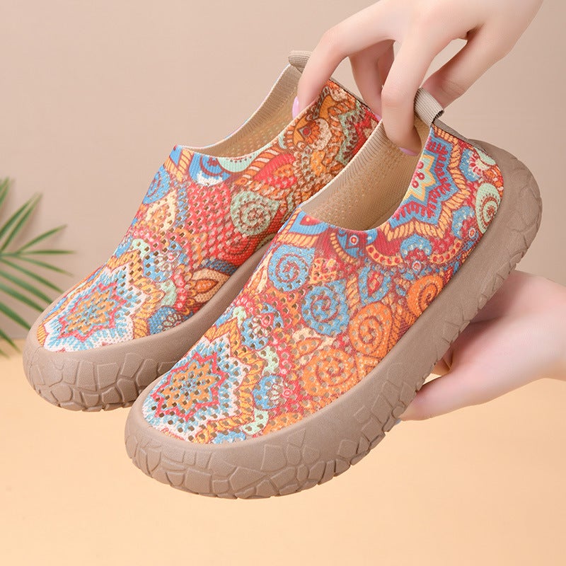 Women's Ethnic Print Breathable Slip On Shoes - Image 5