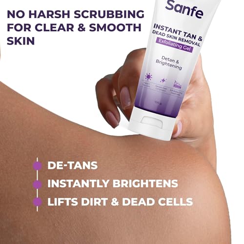 Sanfe Instant Tan & Dead Skin Removal Exfoliating Gel | Visibly Removes Tan | AHA Exfoliation in Minutes | Smooth & Bright Skin | 100g - Image 5