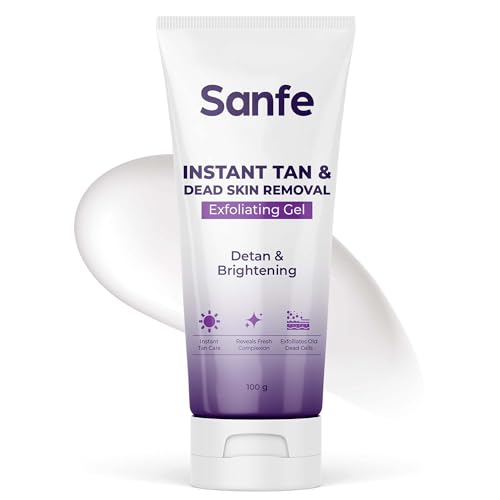 Sanfe Instant Tan & Dead Skin Removal Exfoliating Gel | Visibly Removes Tan | AHA Exfoliation in Minutes | Smooth & Bright Skin | 100g - Image 1