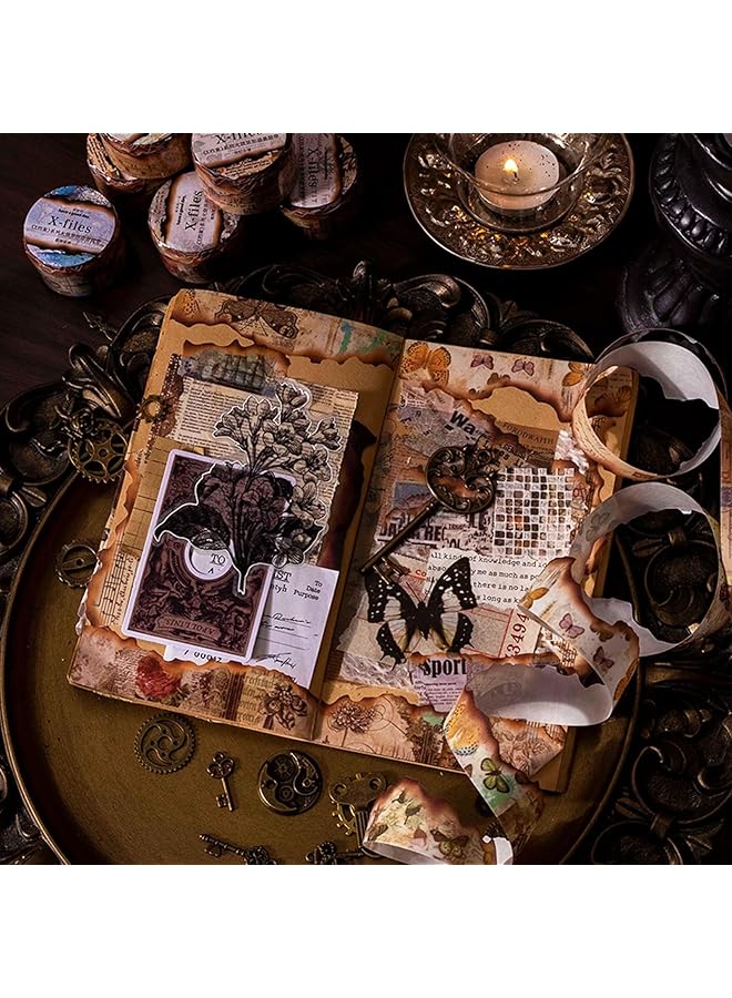 erorex Retro Washi Tape Stickers 8 Roll Vintage Looking Scrapbook Masking Tape Decorative Butterfly Plant Manuscript Nautical Music Score For Diy Diary Planner Journal Art Craft Supplies - Image 4